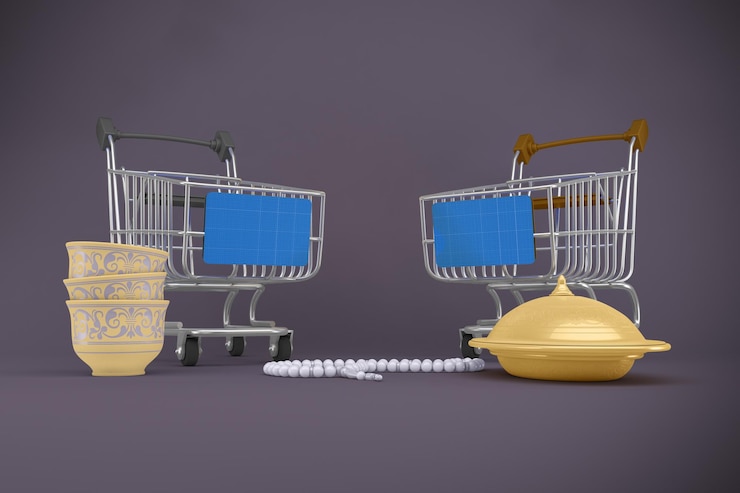 PSD maqueta de computadora portátil de compras eid