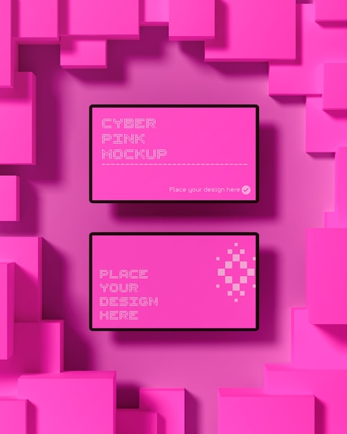 Maqueta de computadora rodeada de rosa
