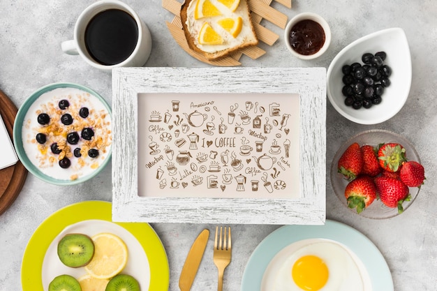 Maqueta de concepto de desayuno delicioso