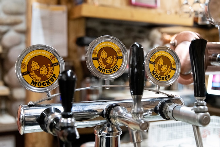 PSD maqueta de concepto de marca de cerveza