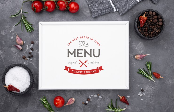 PSD maqueta del concepto del menú del restaurante
