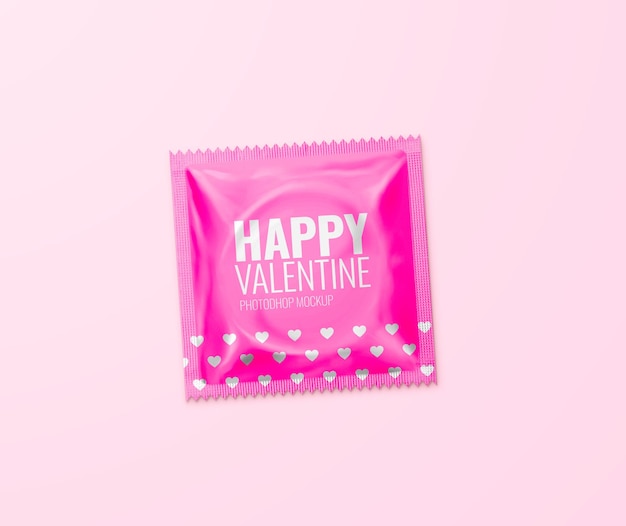 Maqueta de condón feliz san valentín