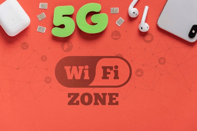 PSD maqueta de conexión wifi 5g en línea