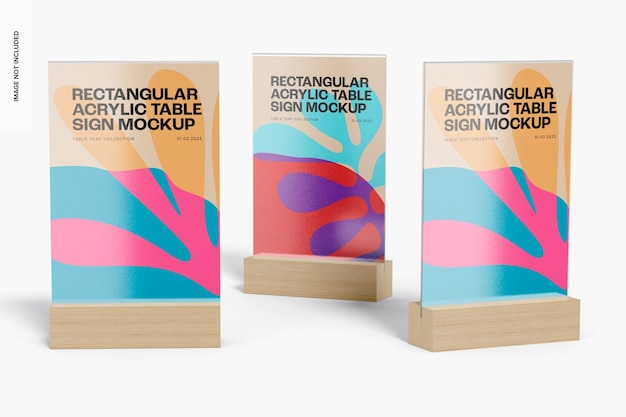 Maqueta de conjunto de letreros de mesa de acrílico rectangular