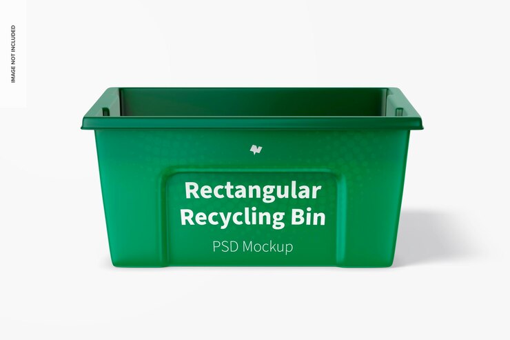 PSD maqueta de contenedor de reciclaje rectangular, vista frontal