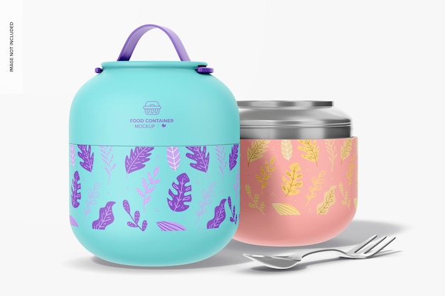 Maqueta de Contenedores de Plástico para Alimentos de 17 oz Abiertos y Cerrados