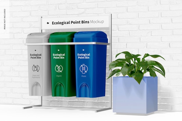 Maqueta de contenedores de puntos ecológicos, vista derecha