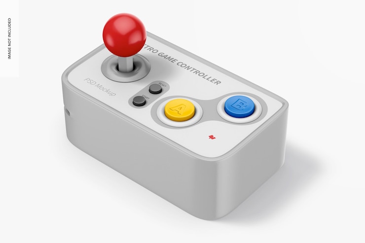PSD maqueta de controlador de juego retro