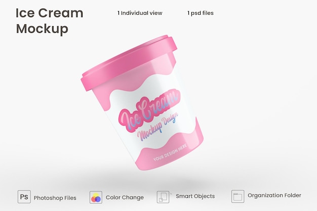 PSD maqueta de copa de helado brillante