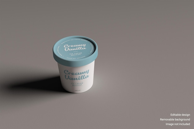 Maqueta de copa de helado sobre fondo cálido - VISTA EN PERSPECTIVA