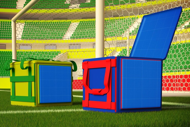 PSD maqueta de copa mundial de bolsa de entrega