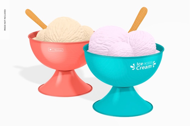 PSD maqueta de copas de helado redondas