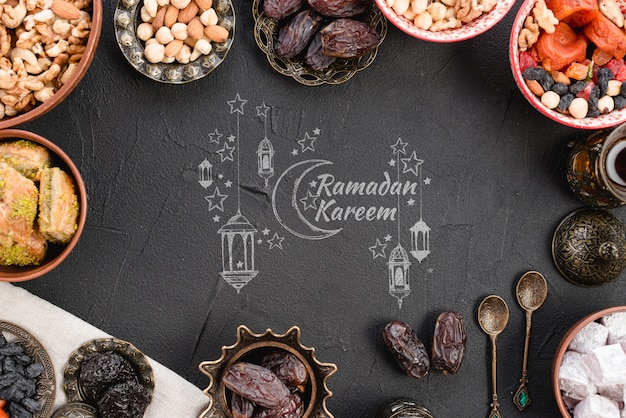 PSD maqueta de copyspace con concepto de ramadan