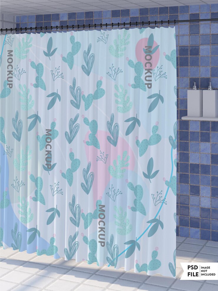 Maqueta de cortina de baño