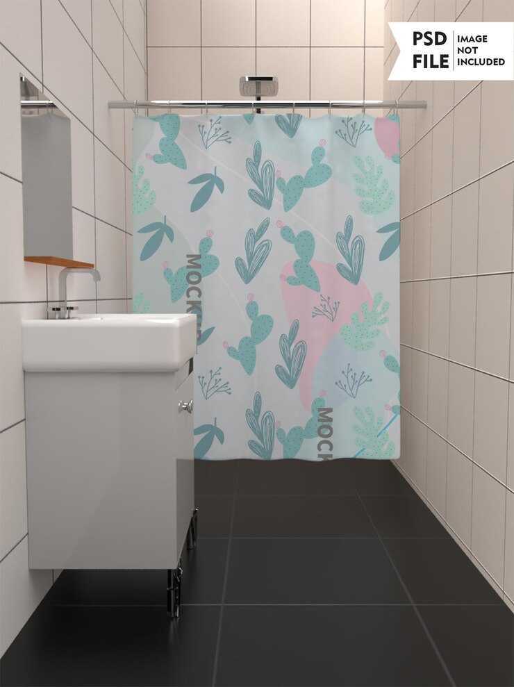 Maqueta de cortina de baño