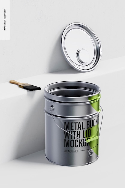 Maqueta de Cubo de Metal con Tapa, Abierto