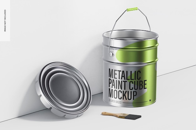 Maqueta de Cubo de Pintura Metálica, Abierto