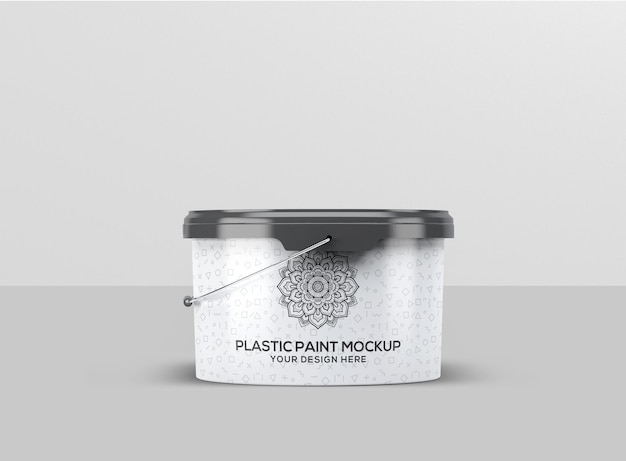 PSD maqueta de cubo de pintura plástica