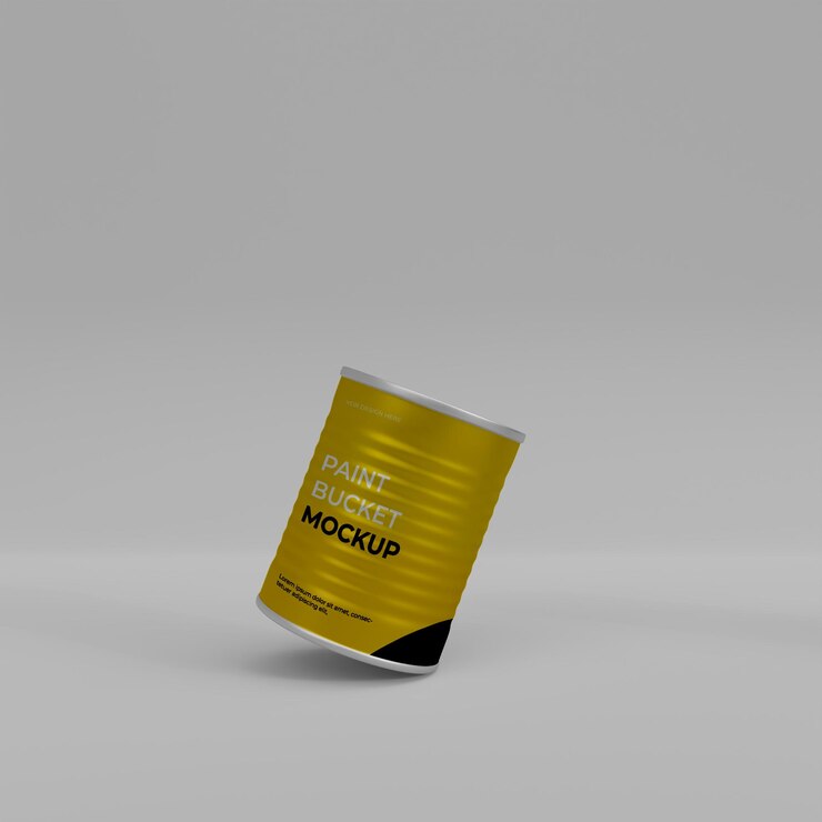 Maqueta de cubo de pintura realista 3d