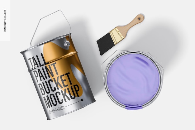 Maqueta de cubos altos de pintura metálica, vista superior