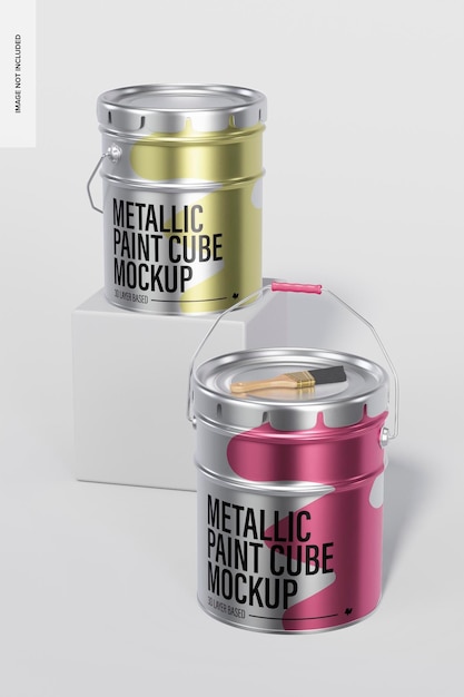 Maqueta de cubos de pintura metálica