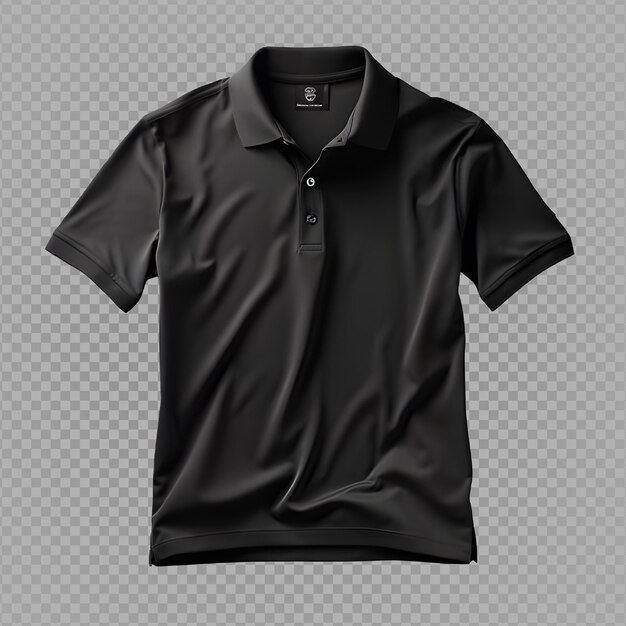 PSD maqueta de cuello de camisa negra aislada sobre fondo transparente, maqueta de polo, ai generativo