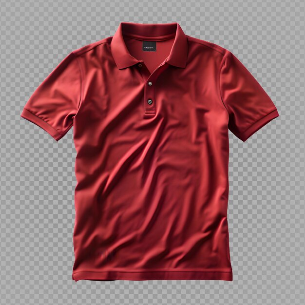 Maqueta de cuello de camisa roja aislada sobre un fondo transparente, maqueta de camisa de polo, generativa ai