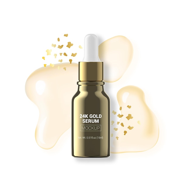 Maqueta de cuidado de la piel con frasco gotero de 15 ml Gold Serum