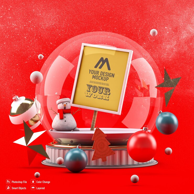 PSD maqueta de cúpula de navidad aislado aislado