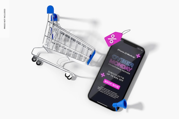 Maqueta de Cyber Monday para iPhone 12, Vista Superior