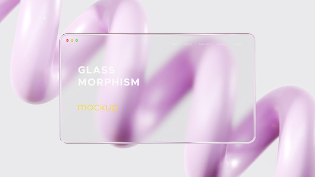 PSD maqueta de degradado de morfismo de vidrio ui ux fondo abstracto de lavanda colorido 3d