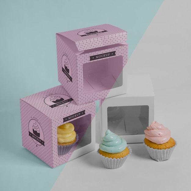 PSD maqueta de delicioso cupcake