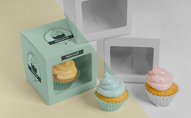 PSD maqueta de delicioso cupcake