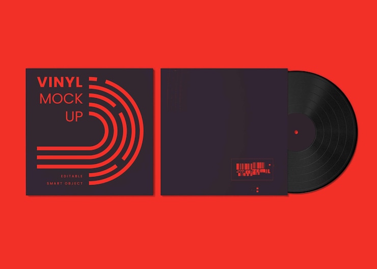 PSD maqueta de disco de vinilo