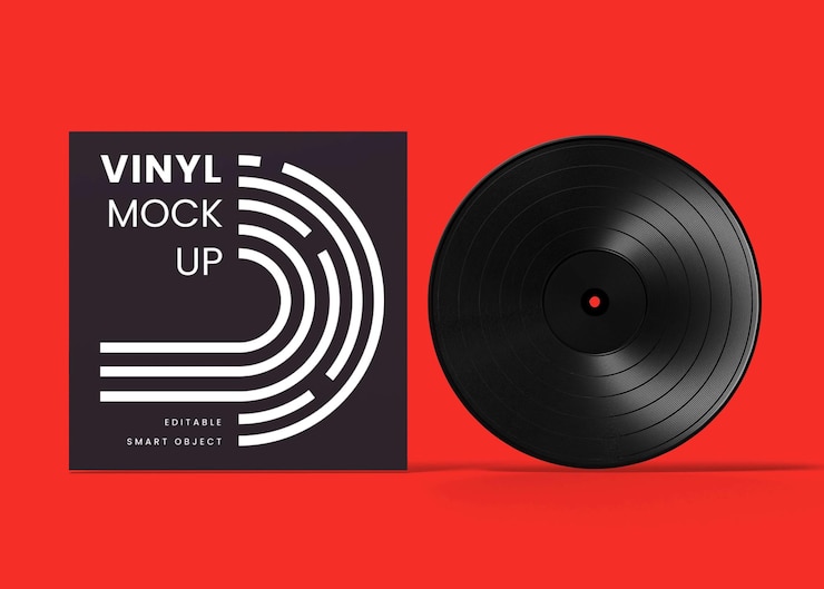 PSD maqueta de disco de vinilo