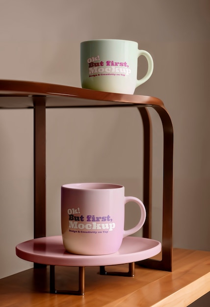 Maqueta de diseño artístico de tazas