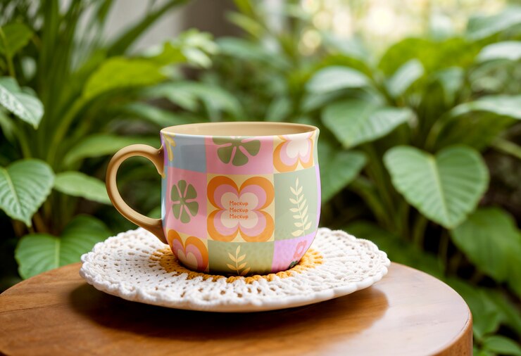 PSD maqueta de diseño artístico de tazas