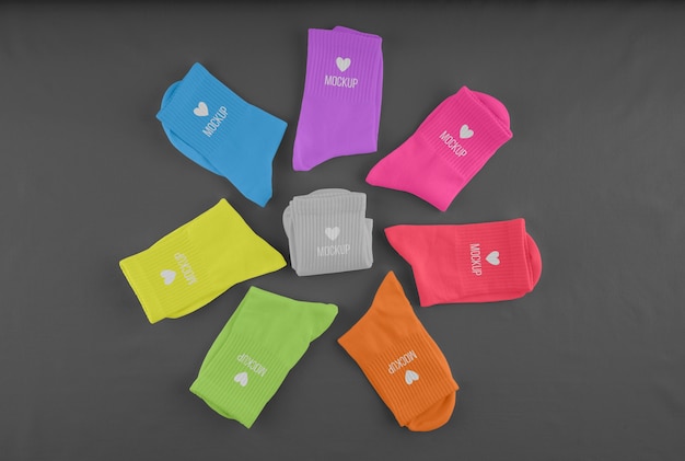 PSD maqueta de diseño de calcetines coloridos