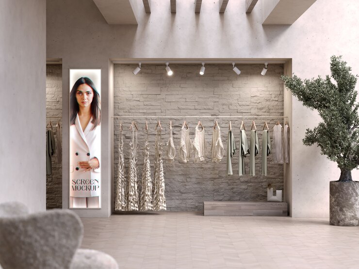 PSD maqueta de diseño interior de la tienda
