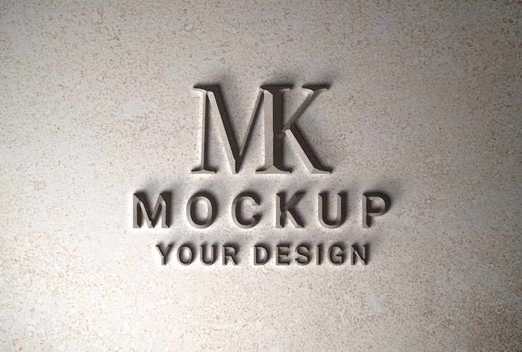 PSD maqueta de diseño de logo de mármol con luces