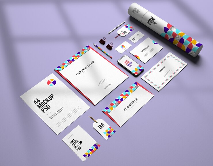 PSD maqueta de diseño de marca estacionaria corporativa con colores cambiables