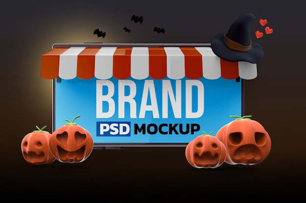 Maqueta de diseño de smartphone de halloween