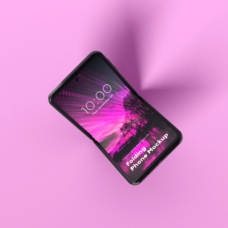 PSD maqueta de diseño de teléfono inteligente con función de volteo