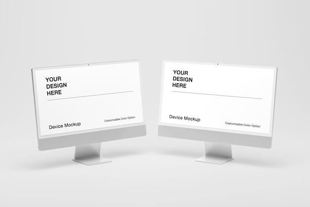 Maqueta de dispositivo informático con fondo minimalista y color editable para el objeto y el fondo