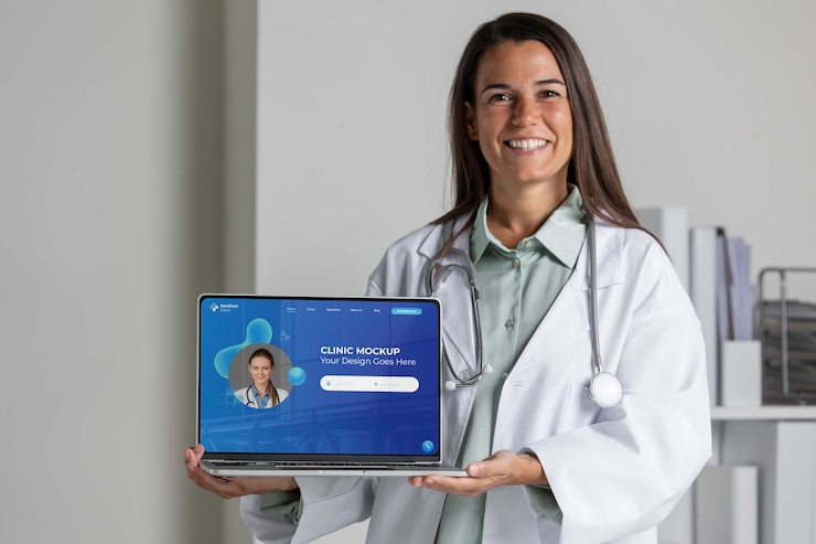PSD maqueta de dispositivo de sujeción de médico de clínica