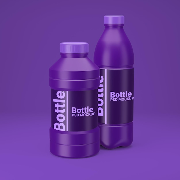 Maqueta de dos botellas de agua potable