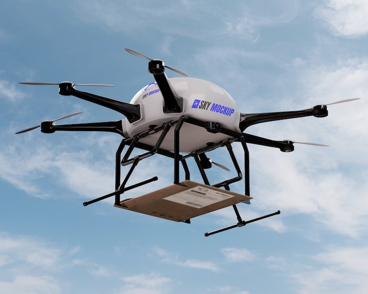 PSD maqueta de drone utilizada para transporte aéreo.