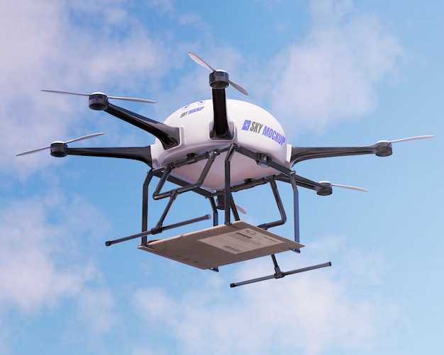 Maqueta de drone utilizada para transporte aéreo.