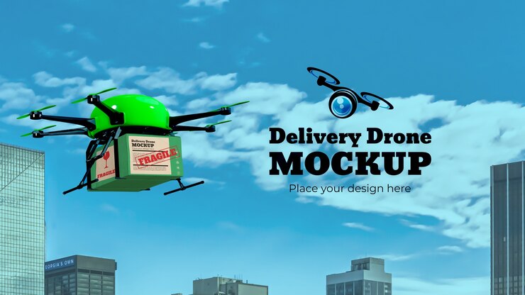 PSD maqueta de drones de transporte aéreo