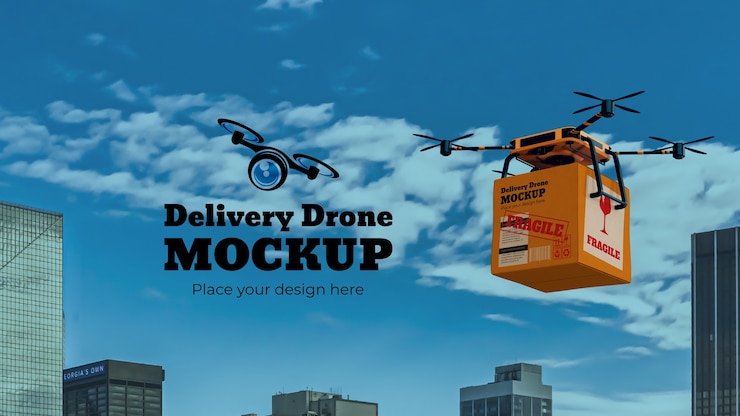PSD maqueta de drones de transporte aéreo